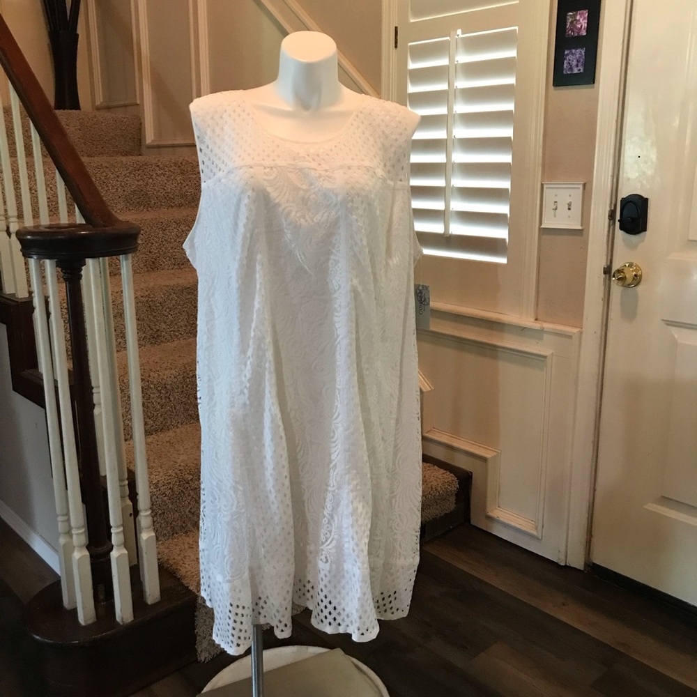Catherines White Eyelet Sleeveless Scoop Neck Sundress Size 4X New
